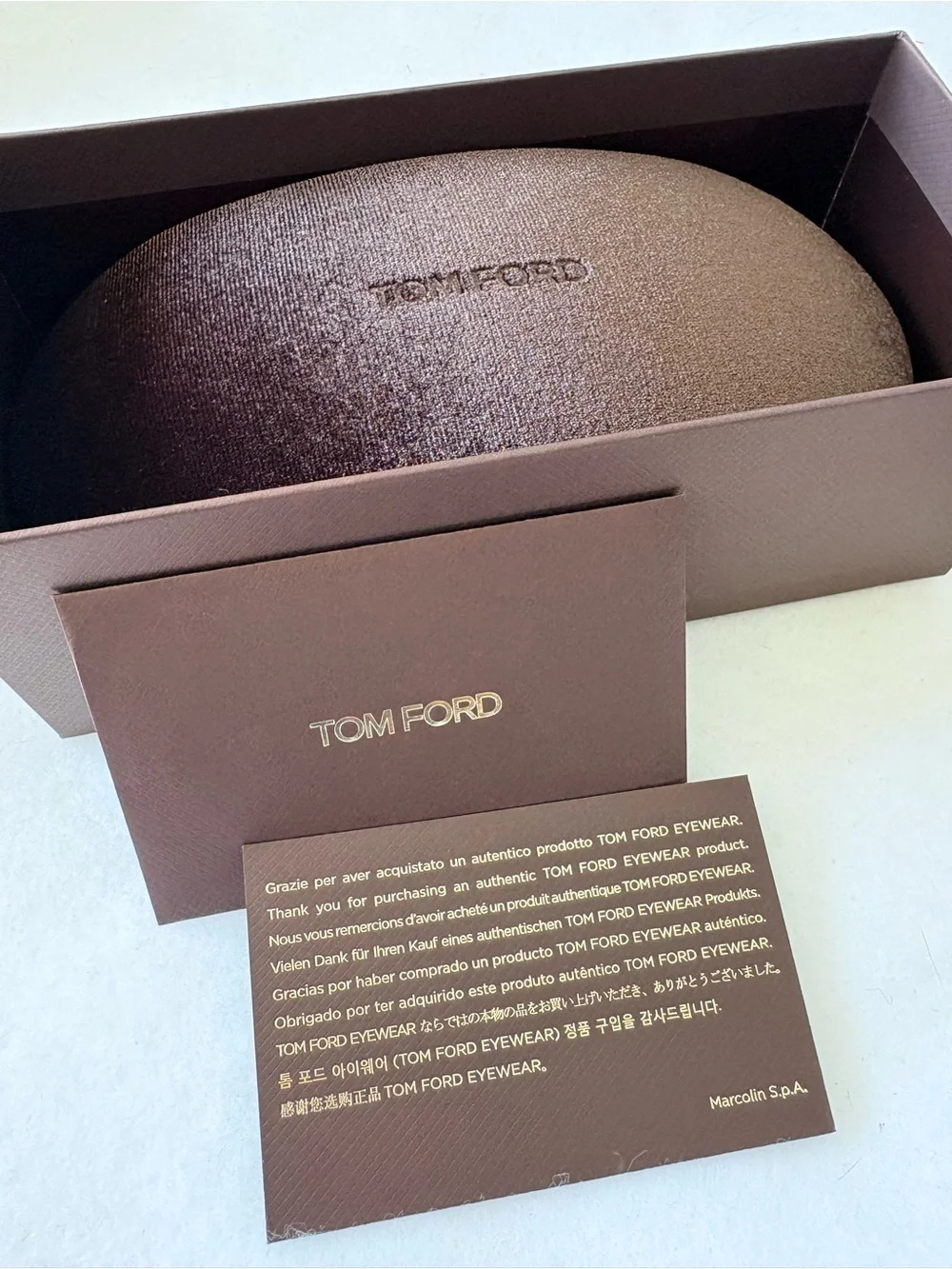 NEW AUTHENTIC TOM FORD X-LARGE EYGLASSES BOX VELOUR CASE SEALED CLOTH DOCUMENTS